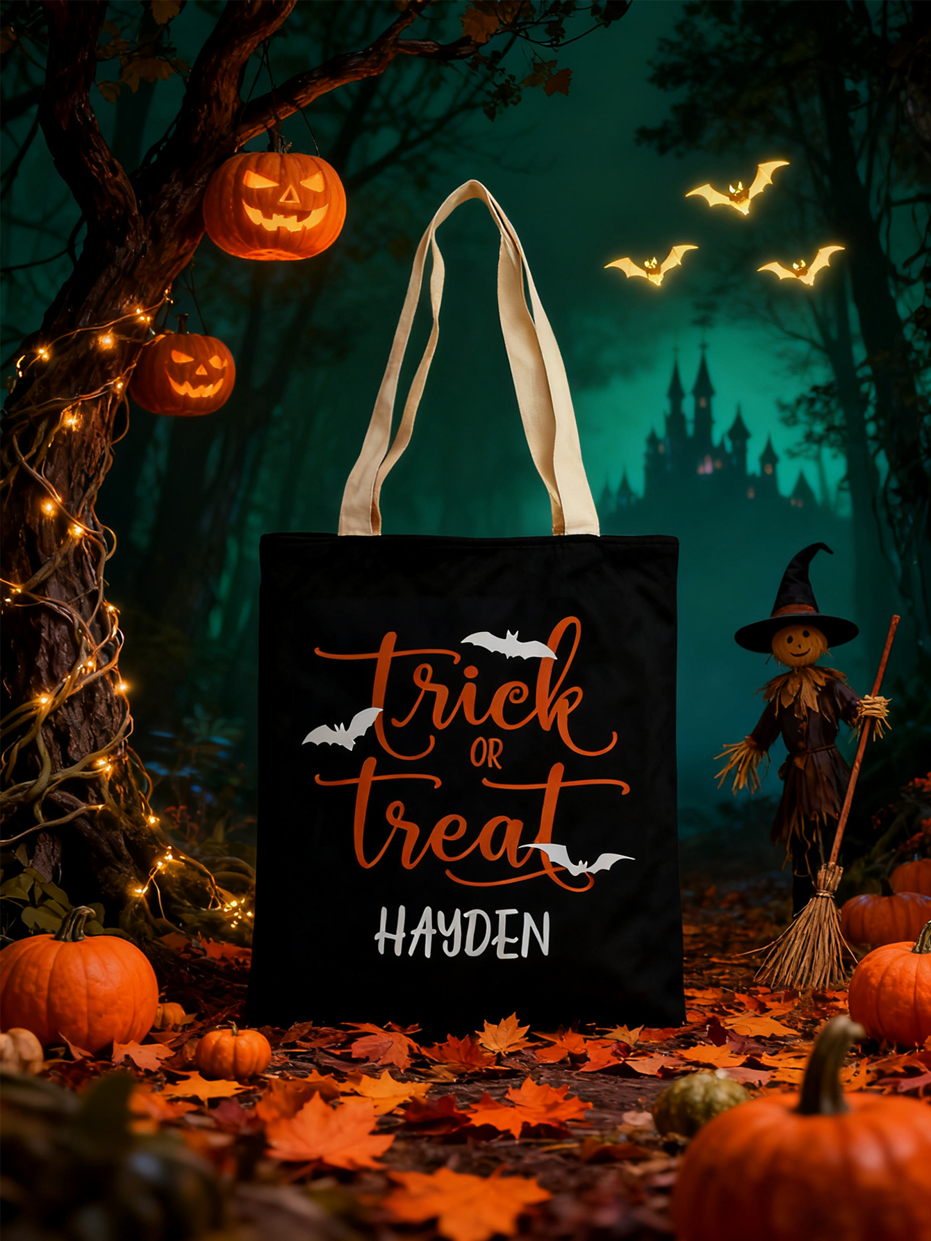 Personalized Halloween Bat Silhouette Snack Bag